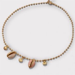 Gold Shell Charm Necklace  Boho Jewelry